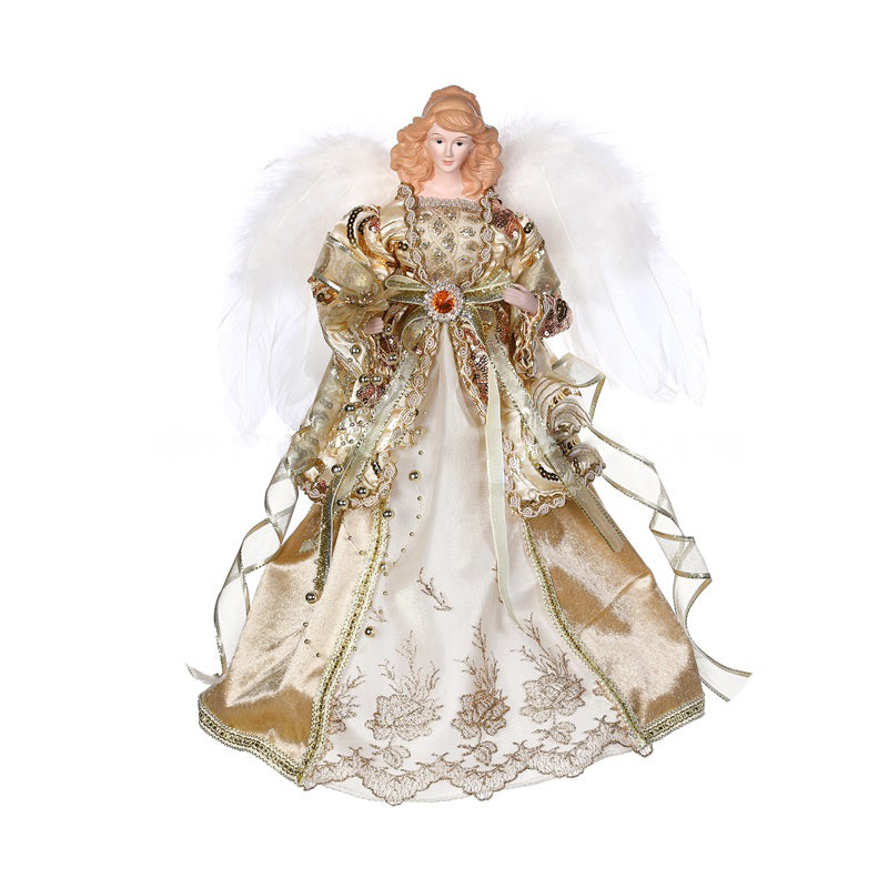 40CM GOLD ANGEL W FLOWER