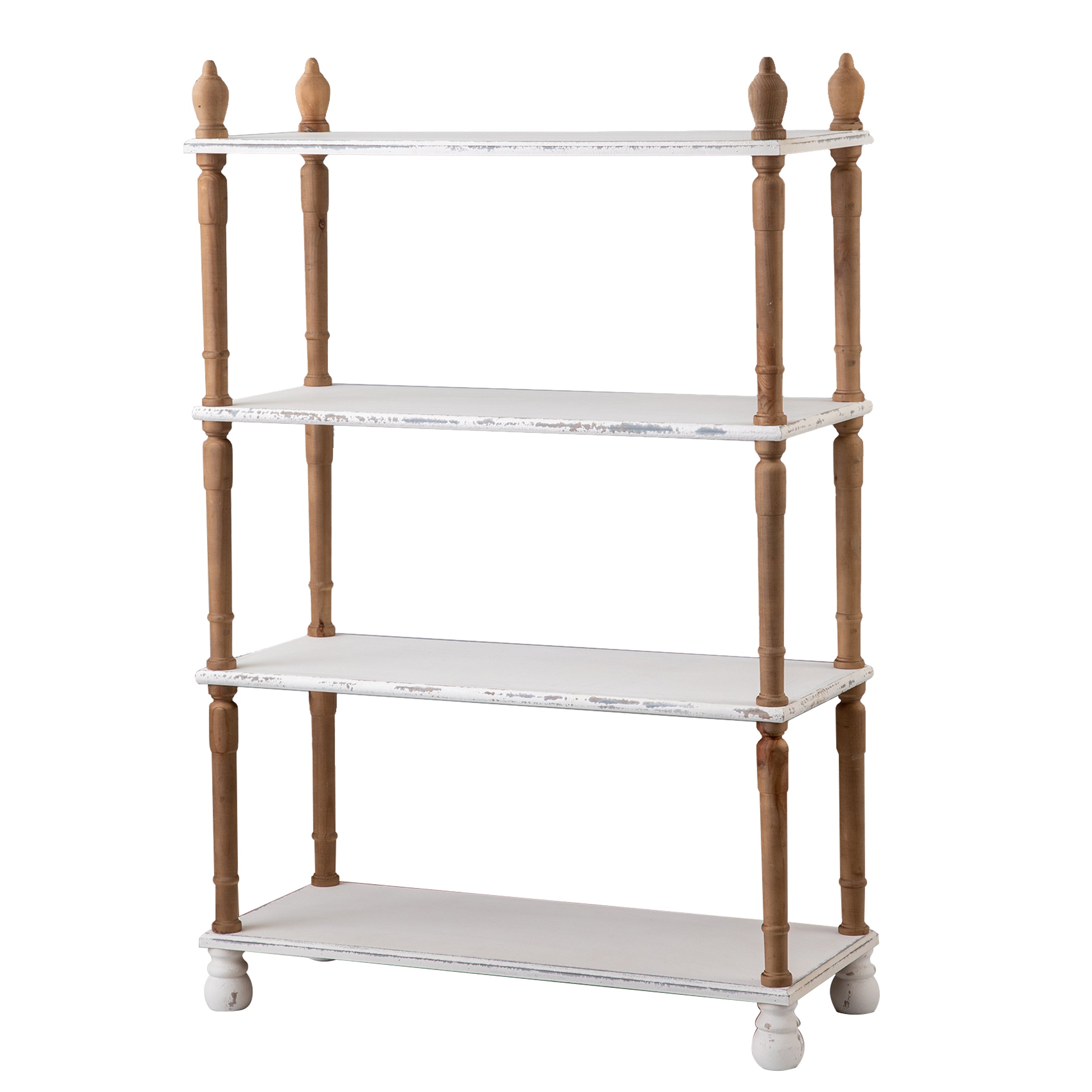 4 TIER WH/BROWN SHELF