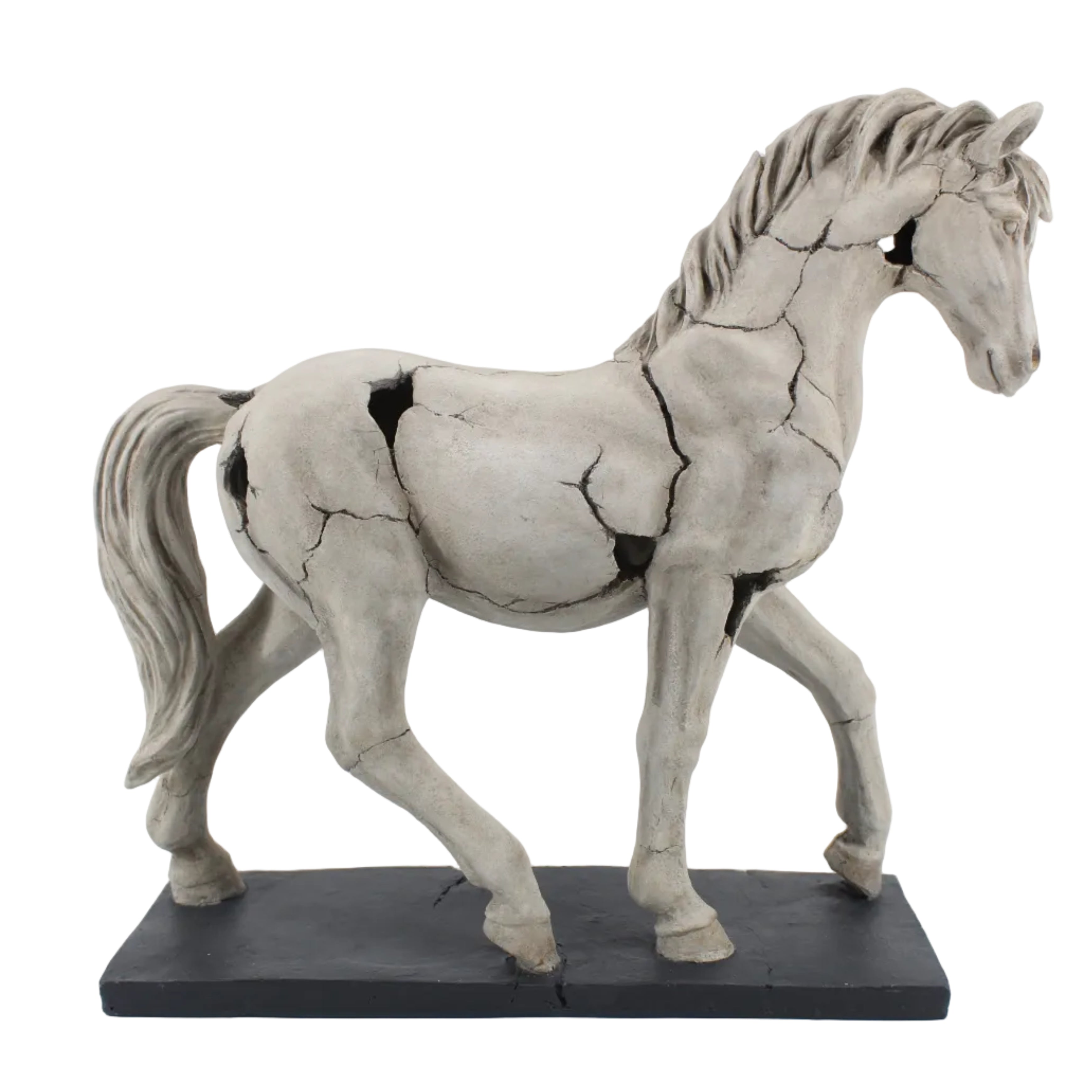DISTRESSED WHITE HORSE STATUE