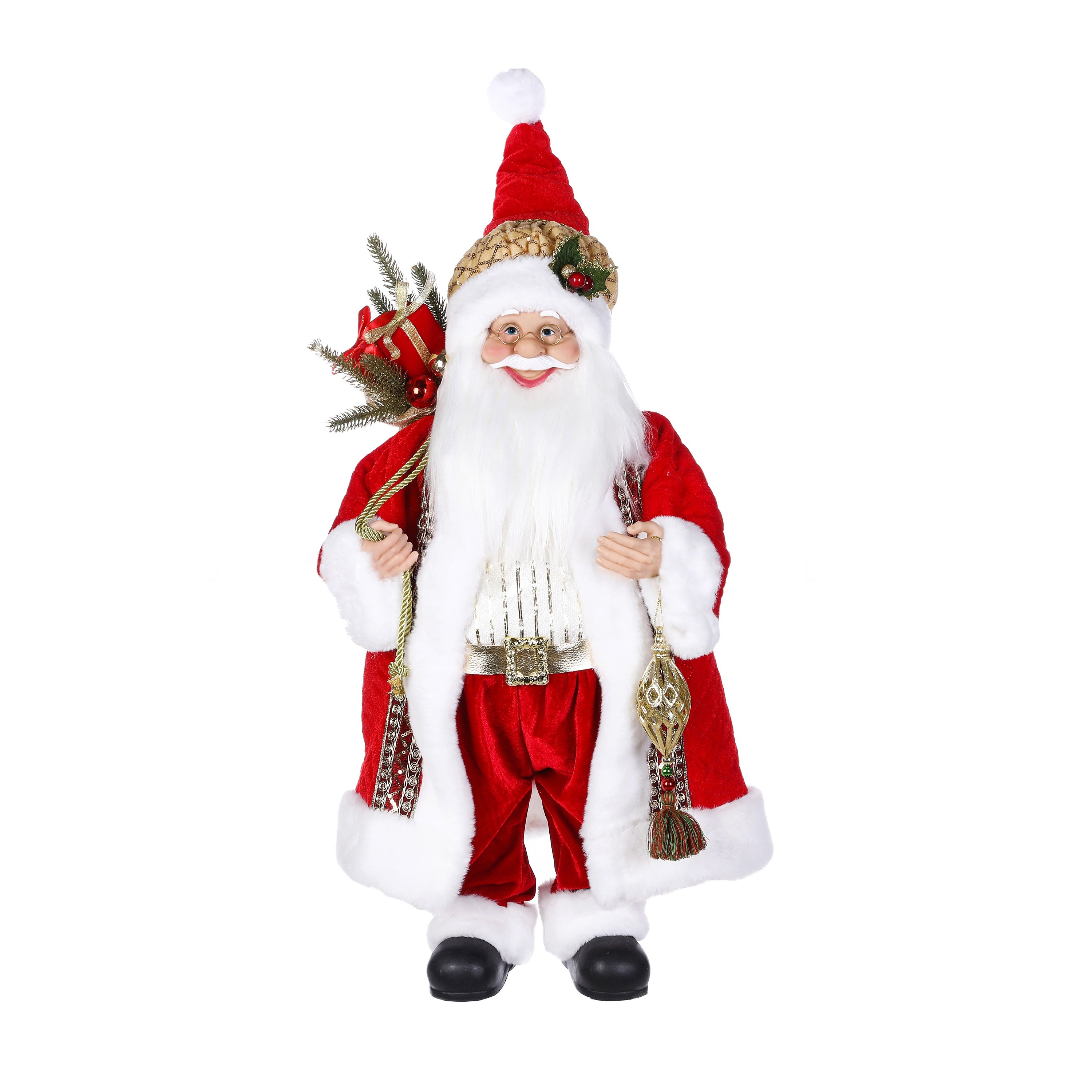 60CM RED SANTA W GOLD BELT
