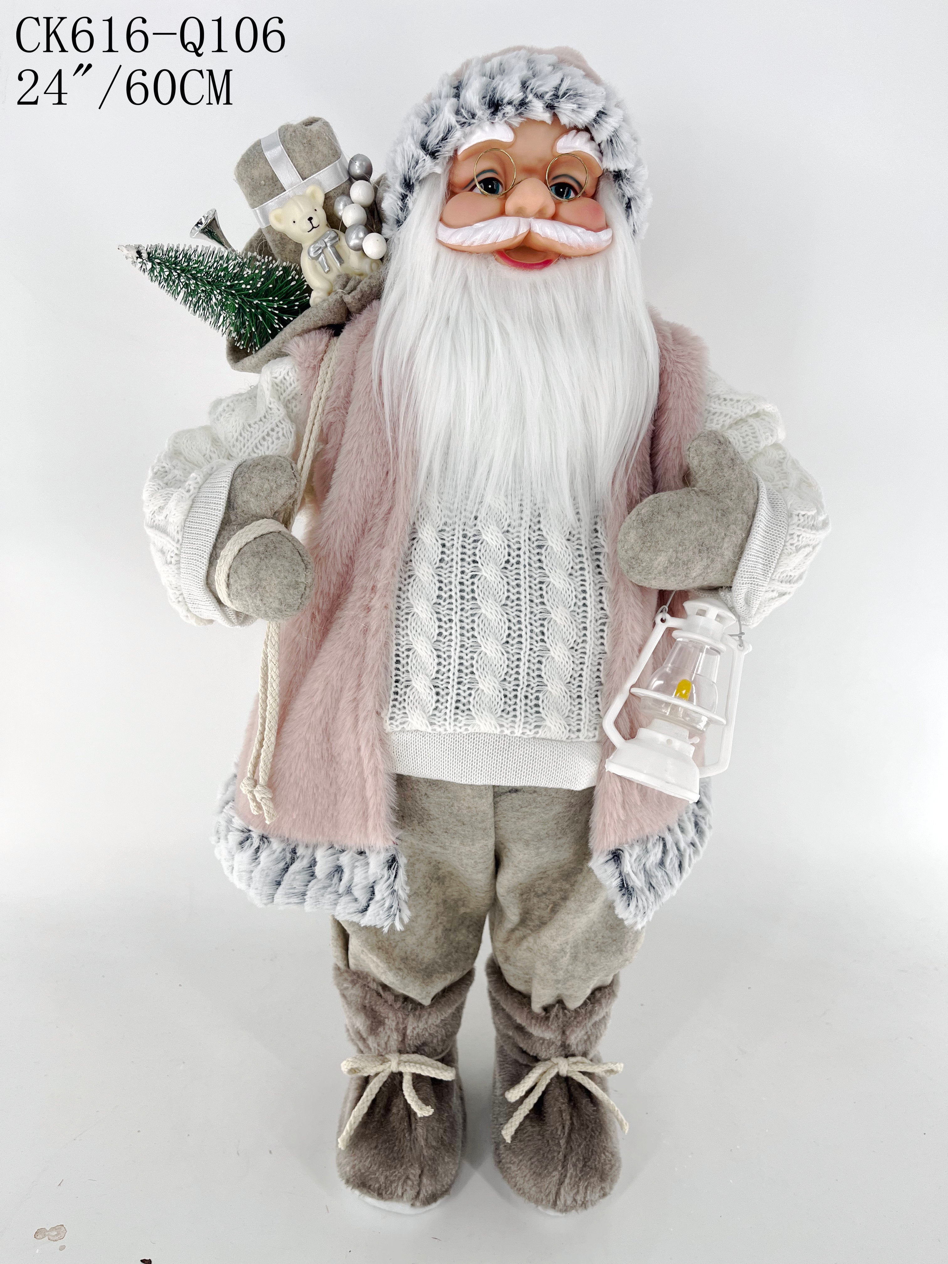 45CM PINK SANTA W BEIGE PANTS
