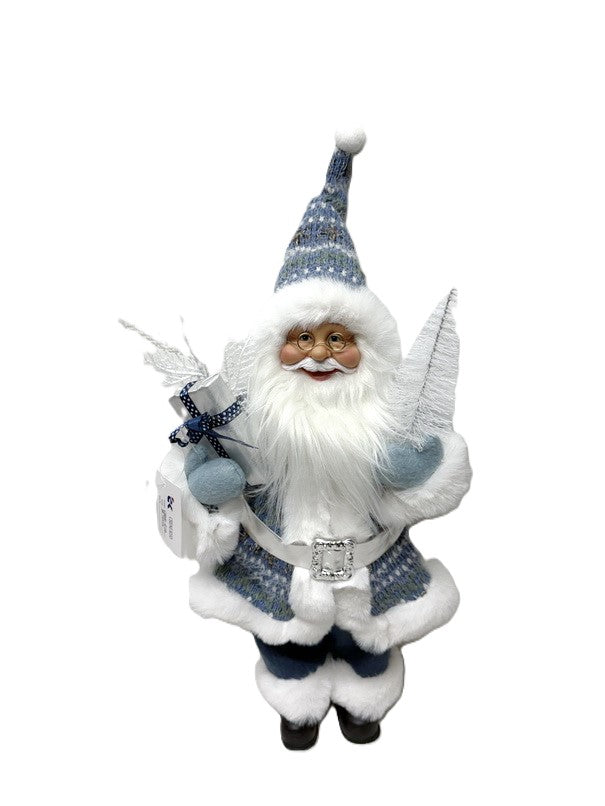 45CM BLUE SANTA W SILVER BELT