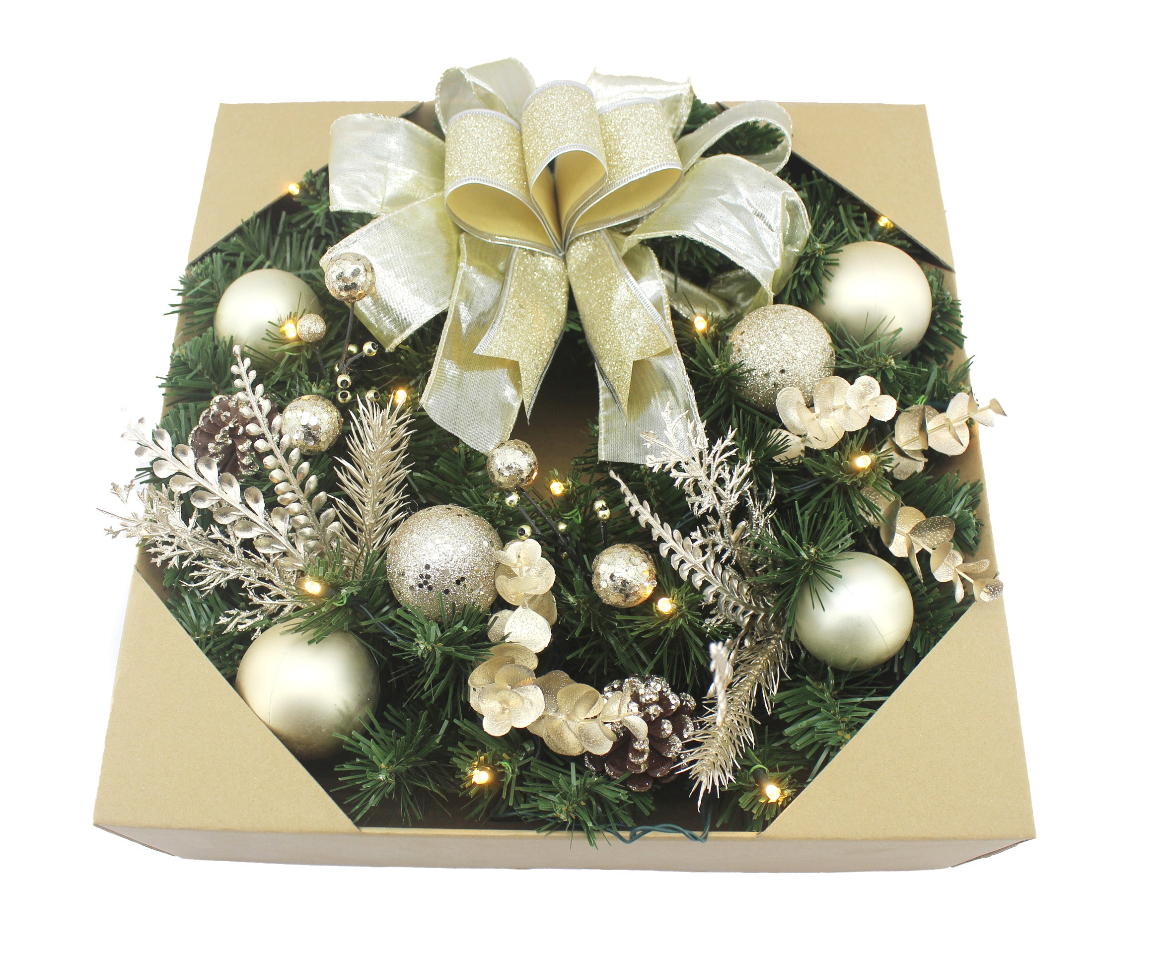 40CM GOLD CANDLE WREATH