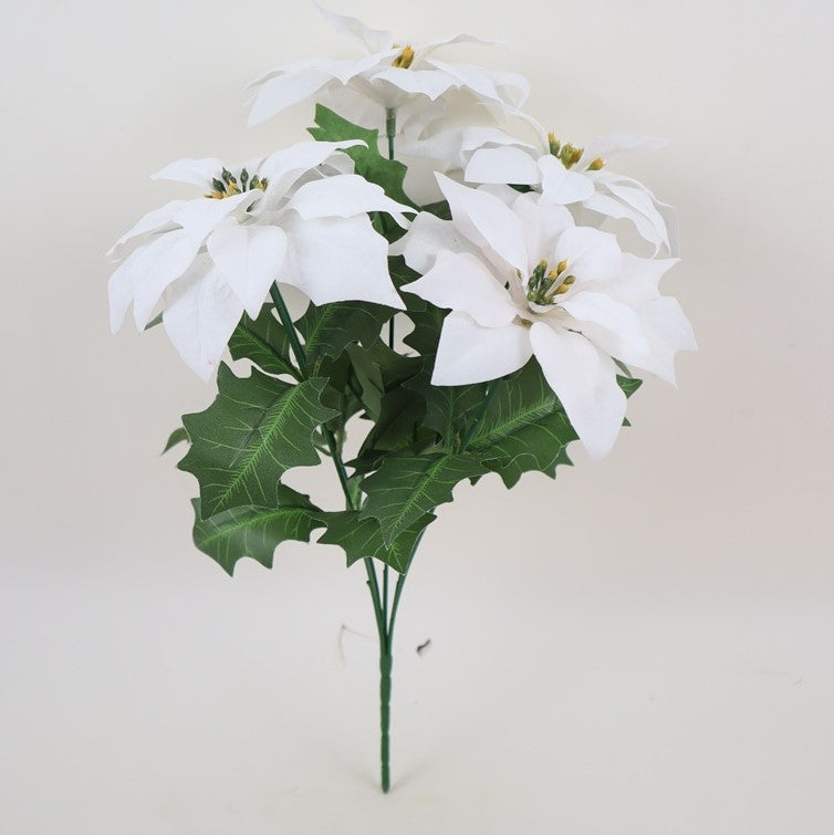 36CM WHITE POINSETTIA BUSH