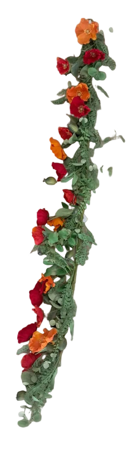 5' RED ORANGE POPPY GARLAND