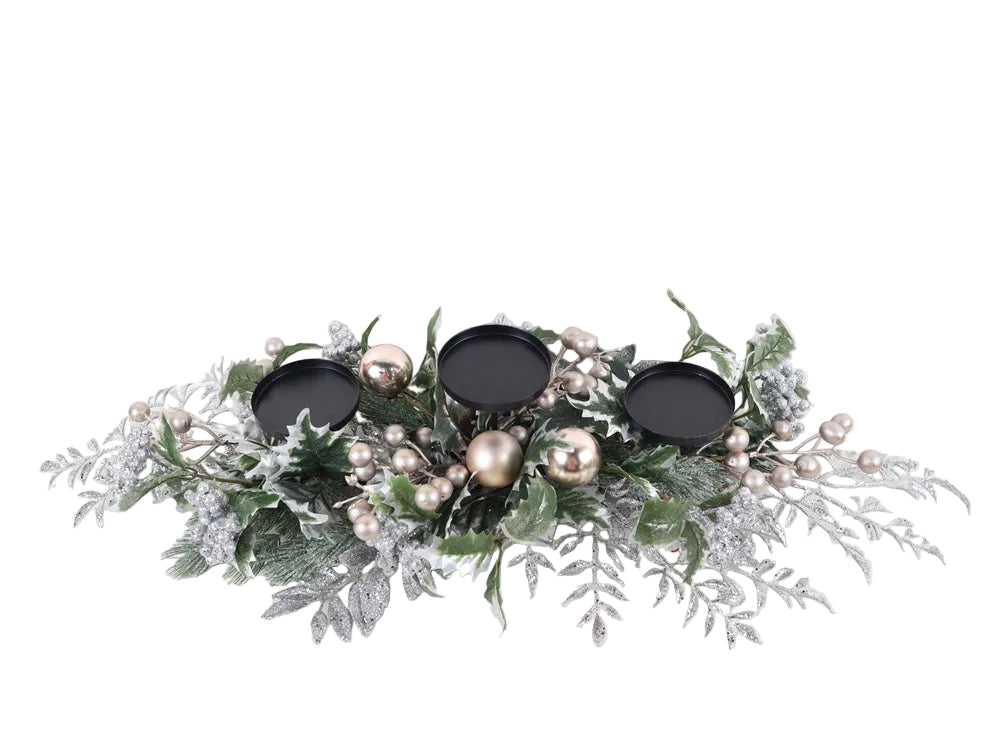 32" SILVER GOLD BALL CANDLEHOLDER