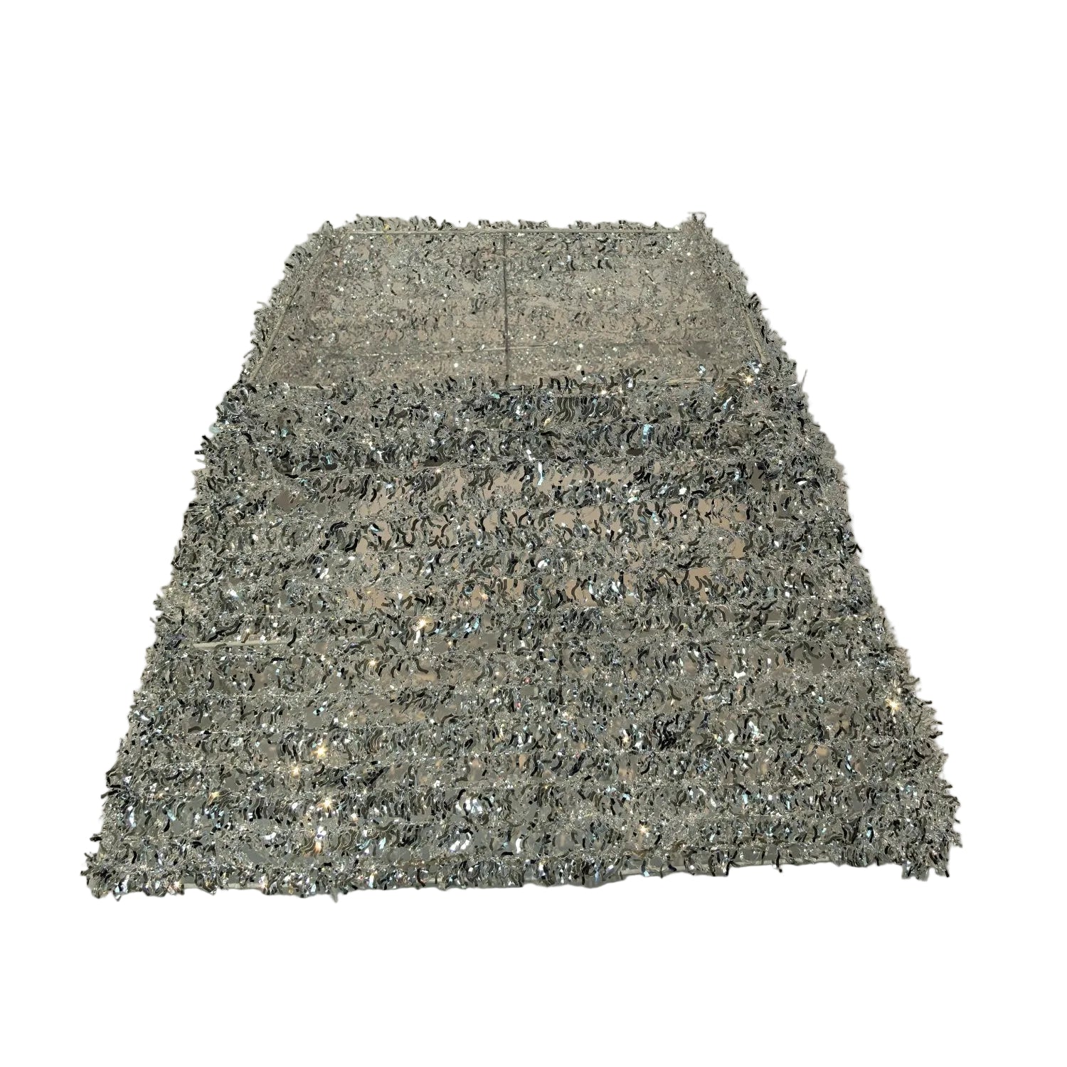 WH SILV SQR TINSEL TREESKIRT
