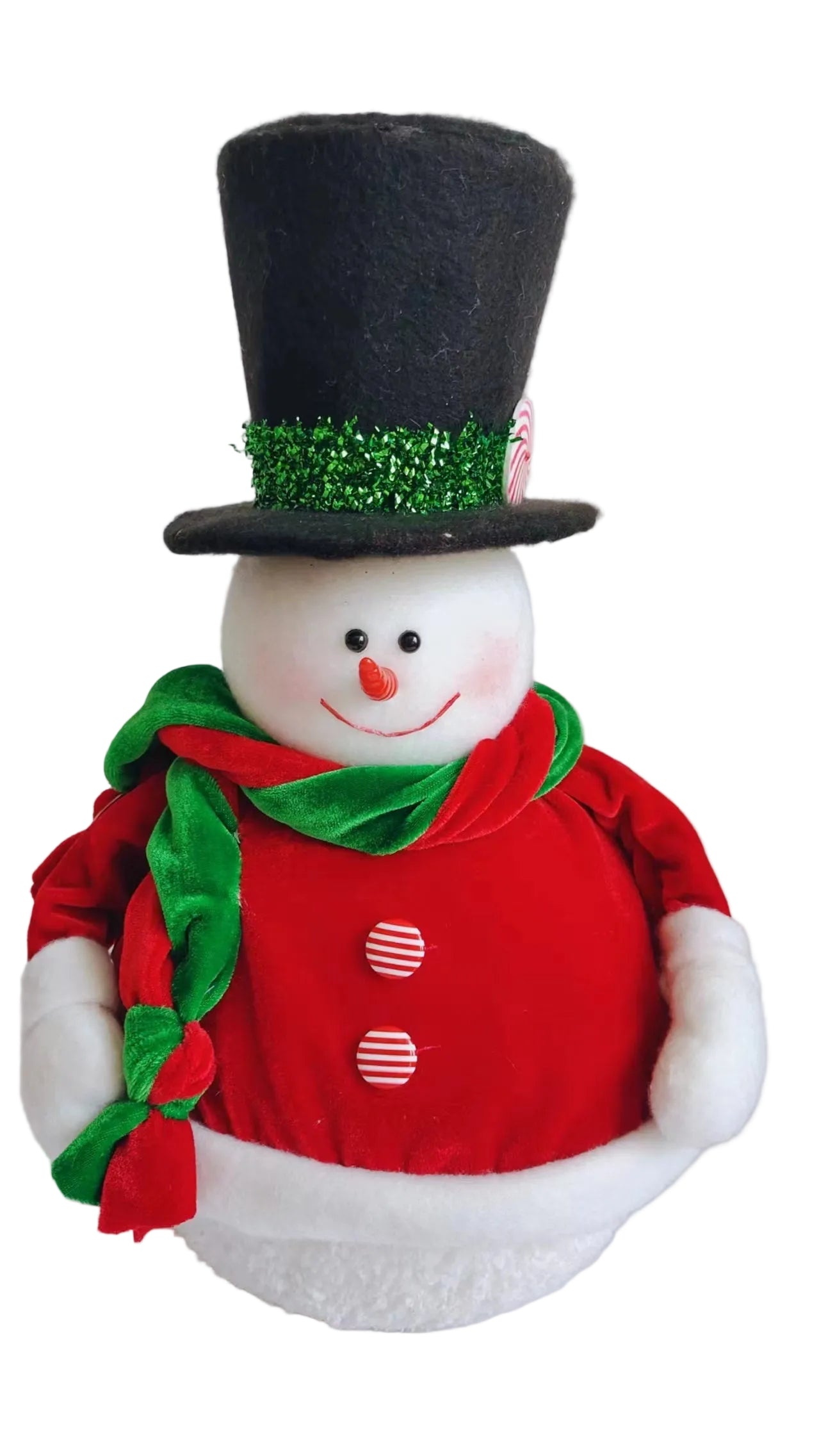 RED GREEN SNOWMAN W BLACK TOP HAT