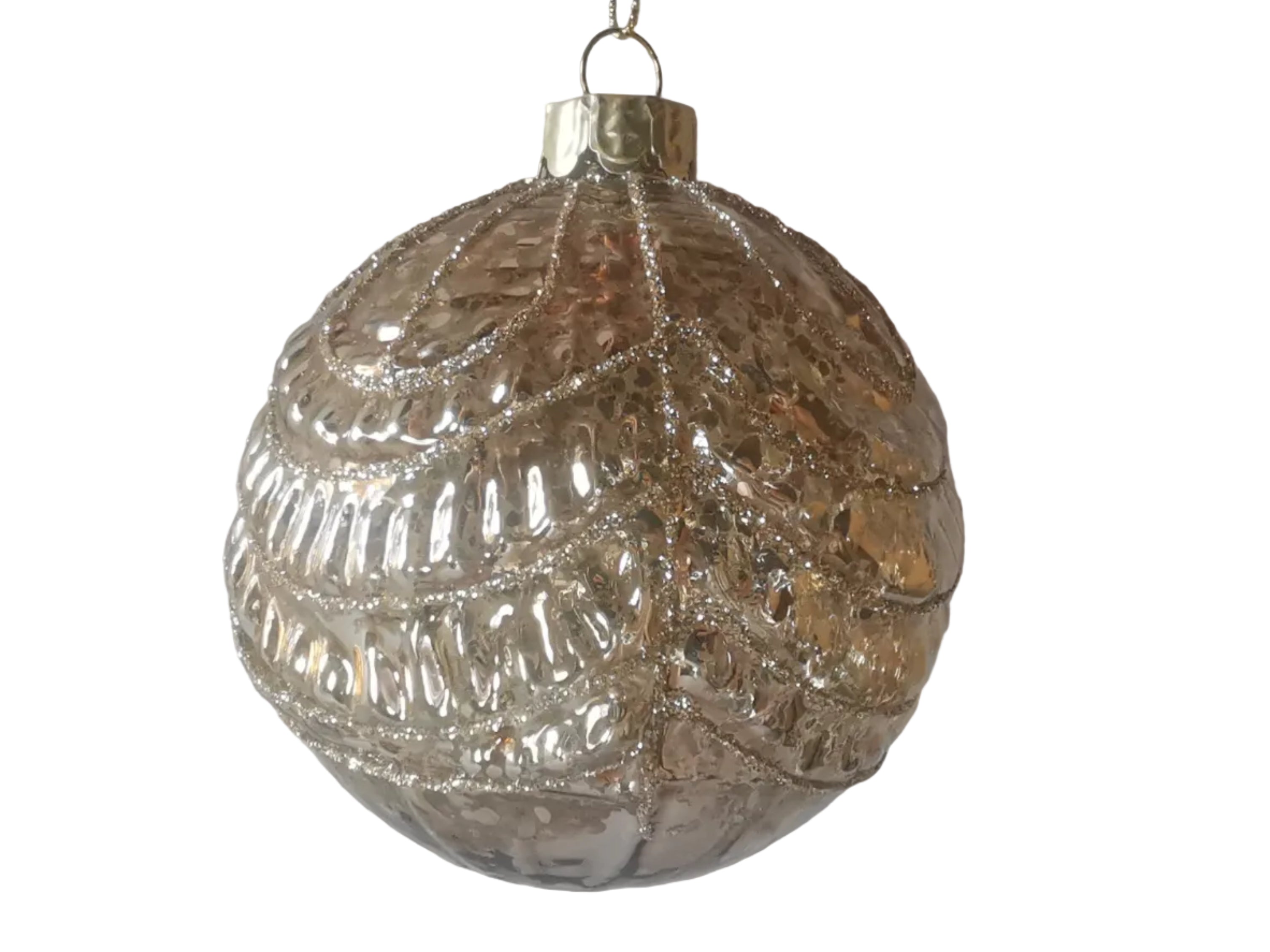 S/4 BRONZE GLASS BALLS SCALLOP DESIGN 8CM
