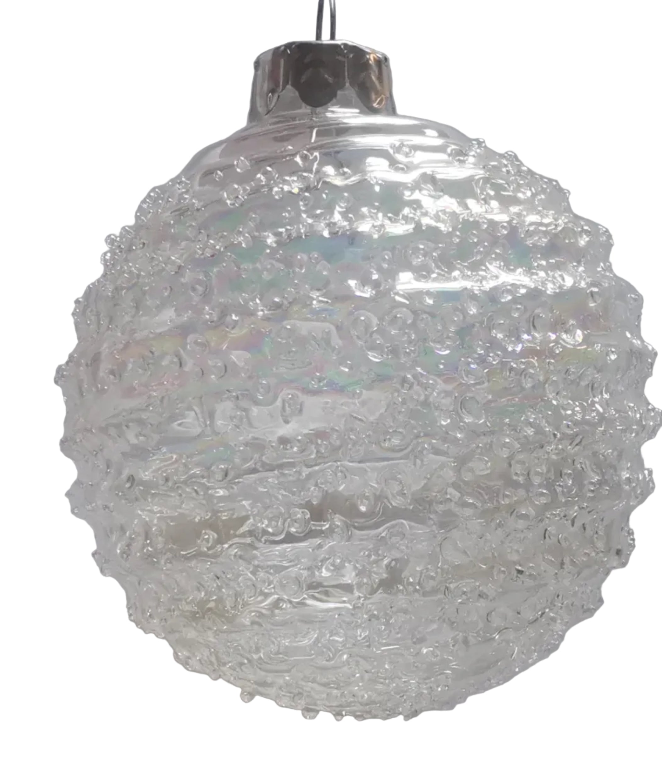 S/4 CLEAR GLASS BALLS WITH BEADS 8CM