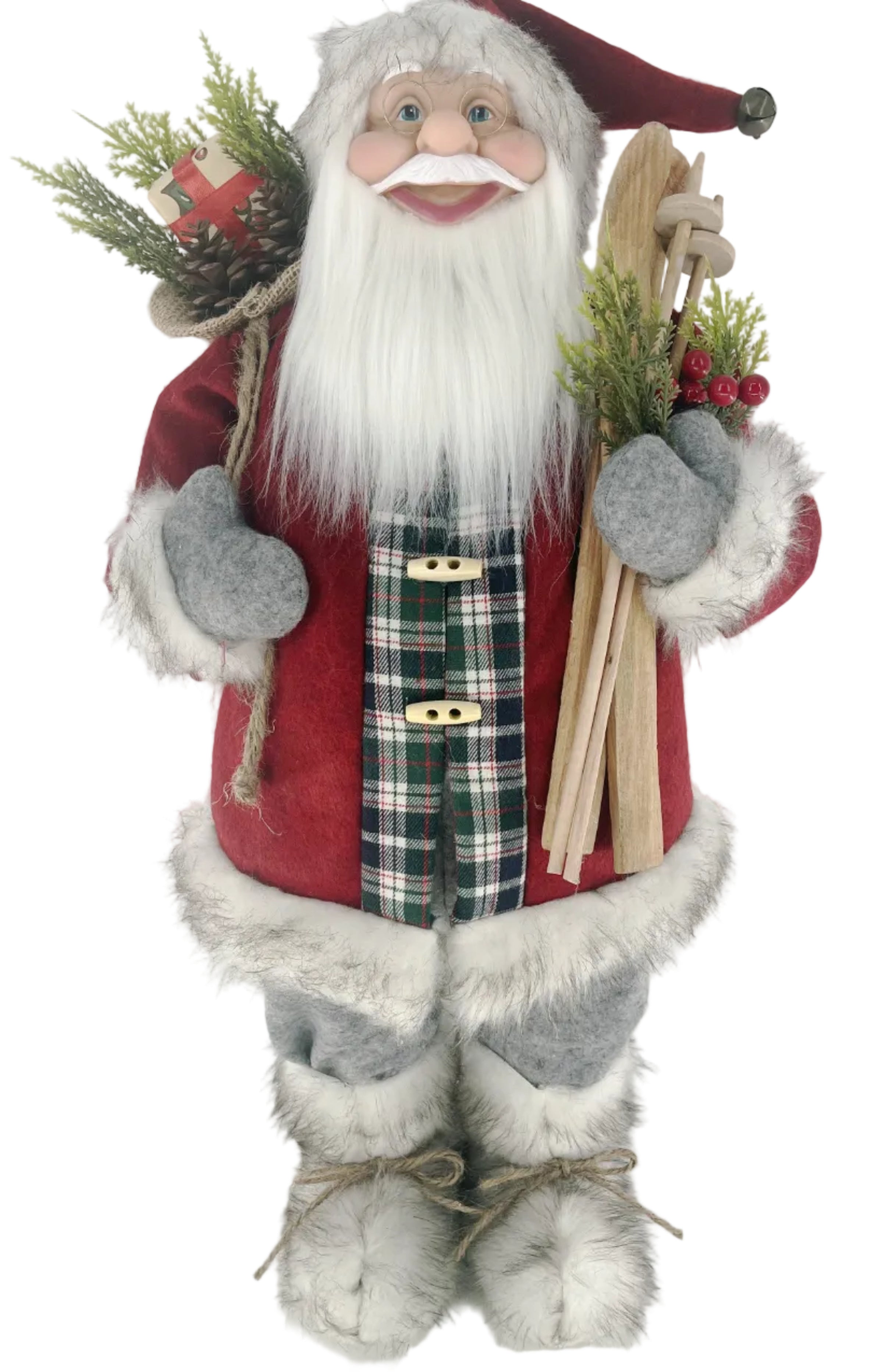 60CM SANTA W BLACK WHITE CHECKS