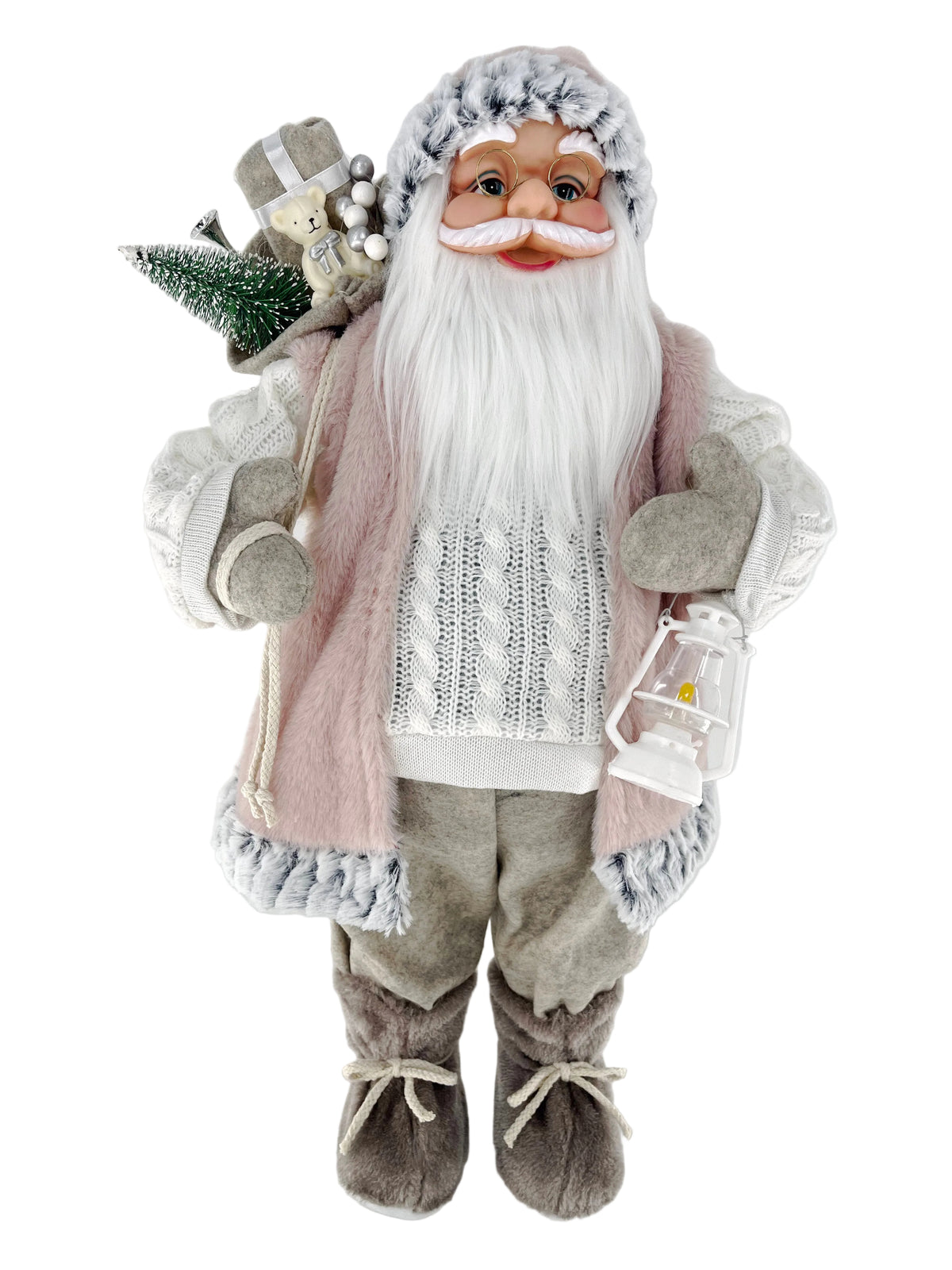 45CM PINK SANTA WITH BEIGE PANTS