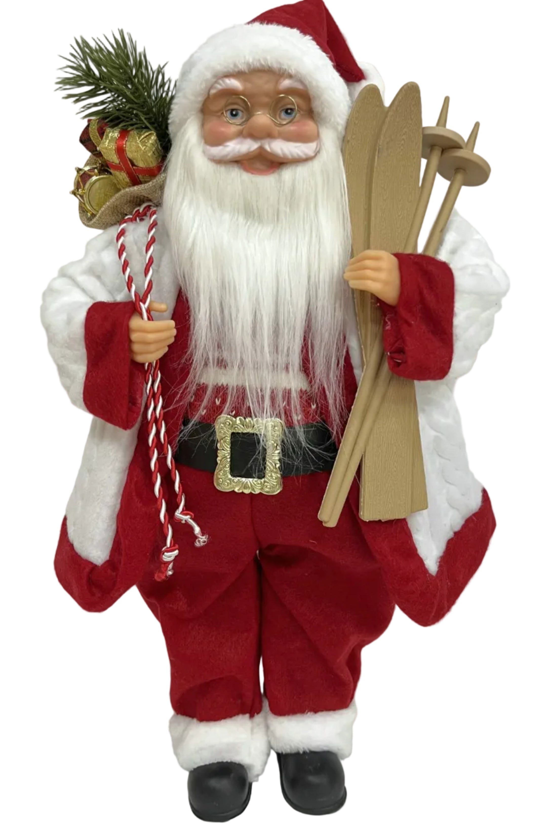 46CM RED SANTA W WHITE COAT