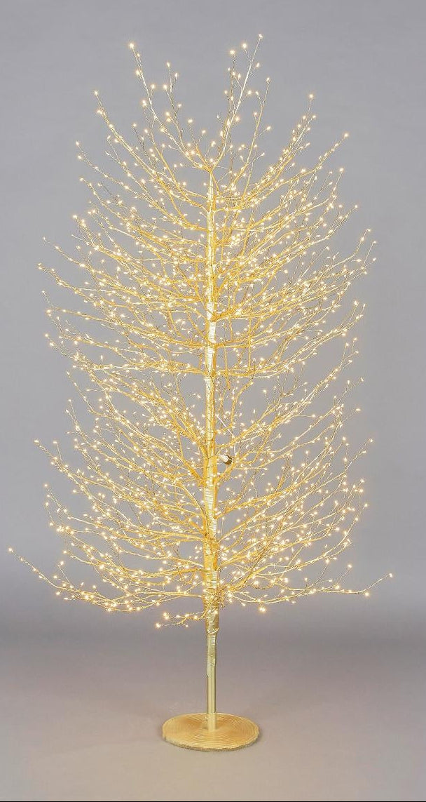A 150cm tall golden tree-shaped LED light display with a circular base.