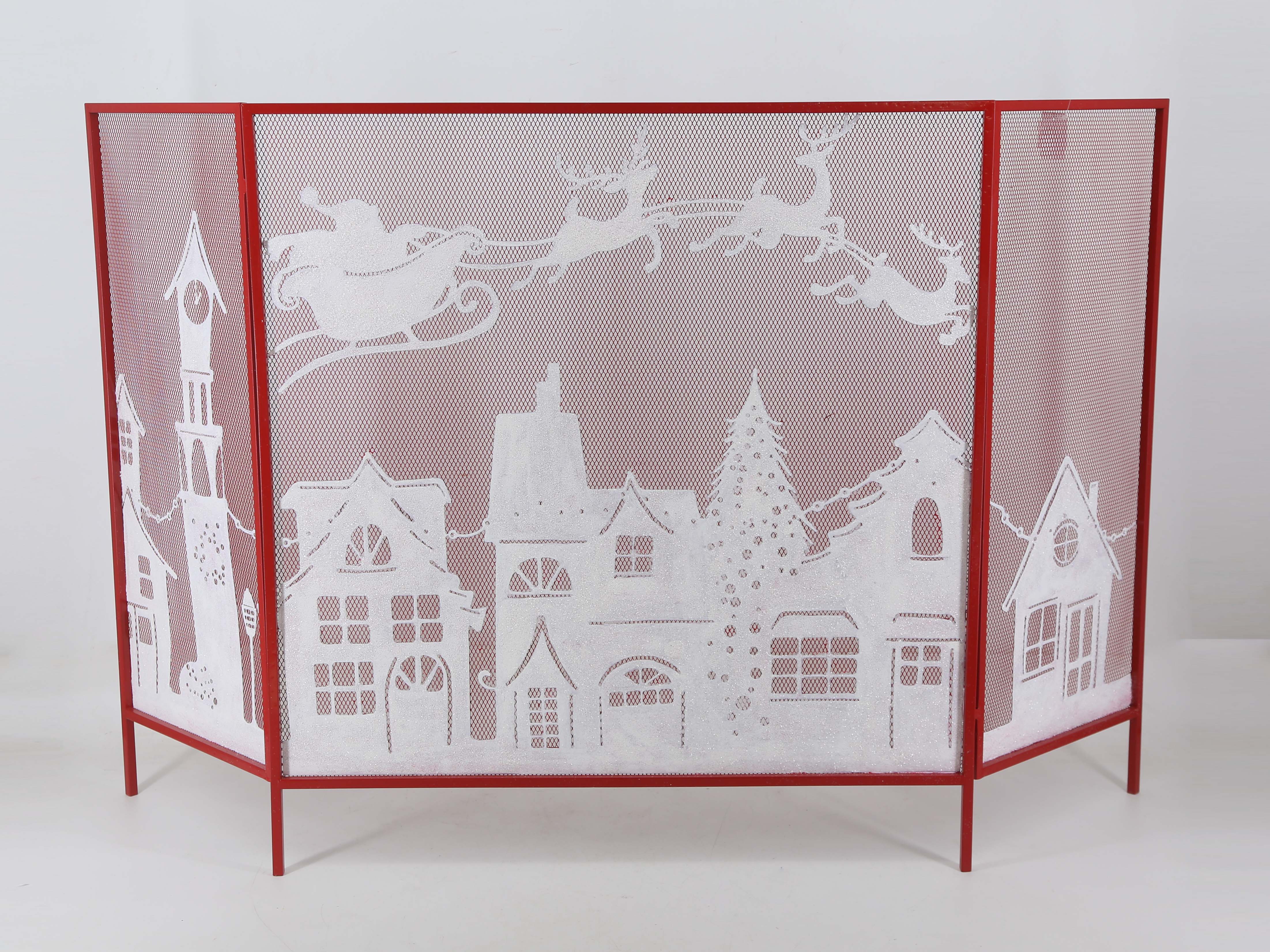 RED WH SANTA SLEIGH FIRESCREEN