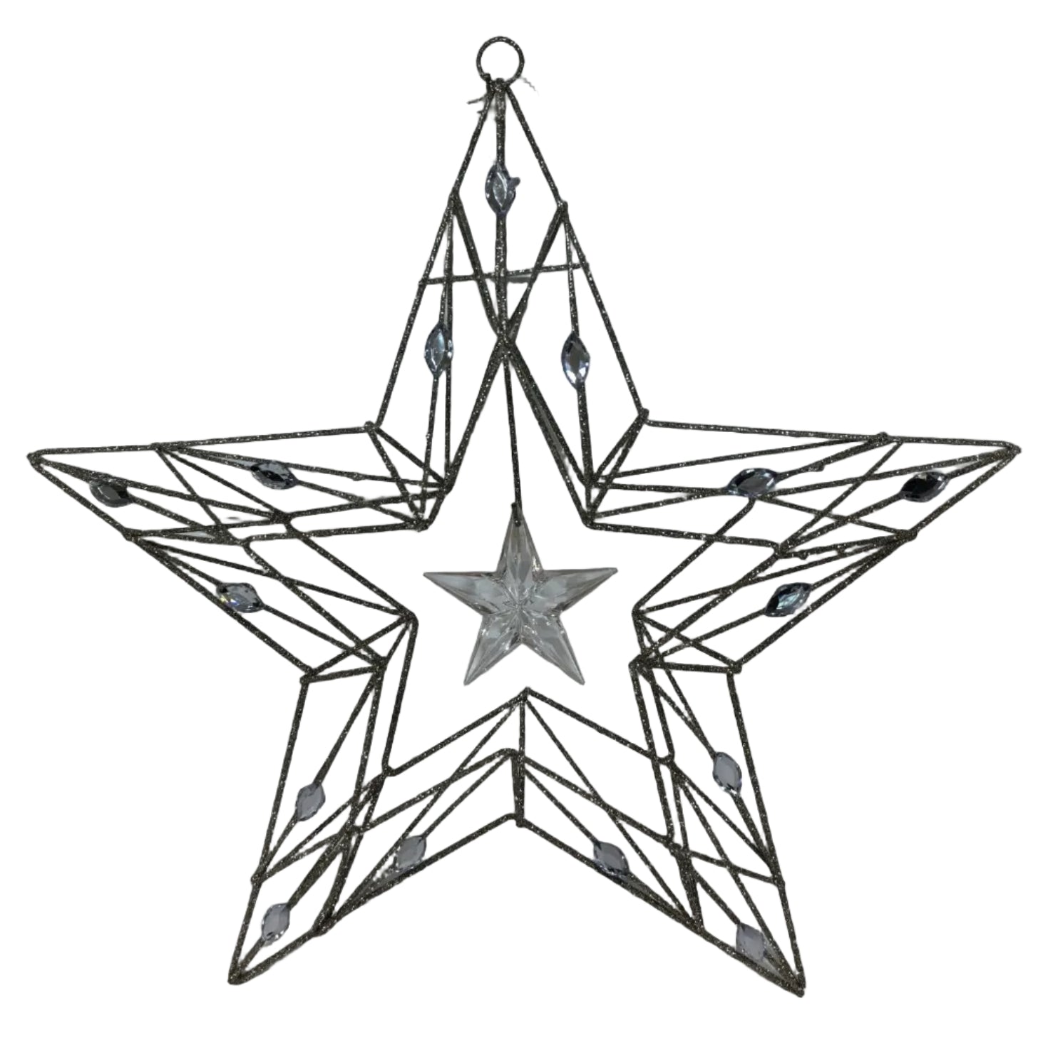 SET OF 2 GOLD STAR WITH CLEAR BEADS