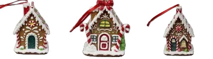 S/3 HANGING RED CANDY GB HOUSES
