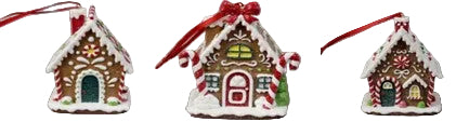 S/3 GINGERBREAD HOUSE STOCKING HANGERS