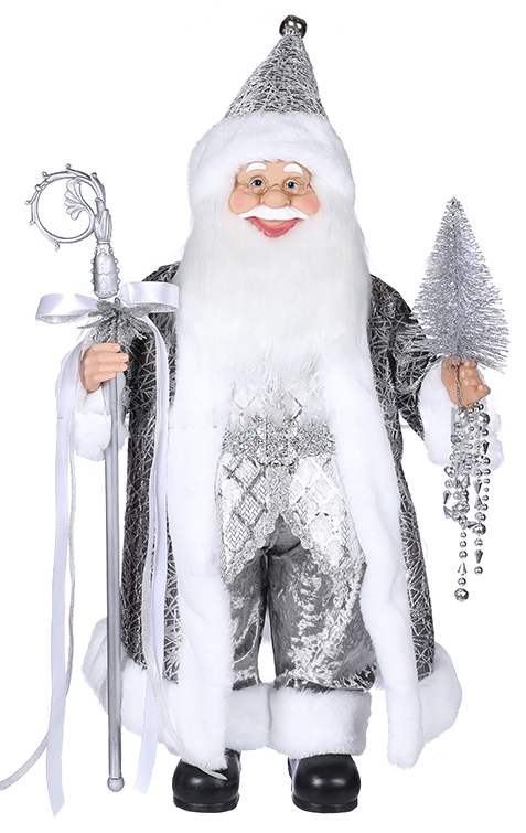 60CM SILVER SANTA W TREE