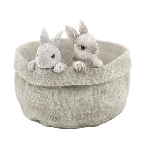 2 RABBITS IN FLOWER POT