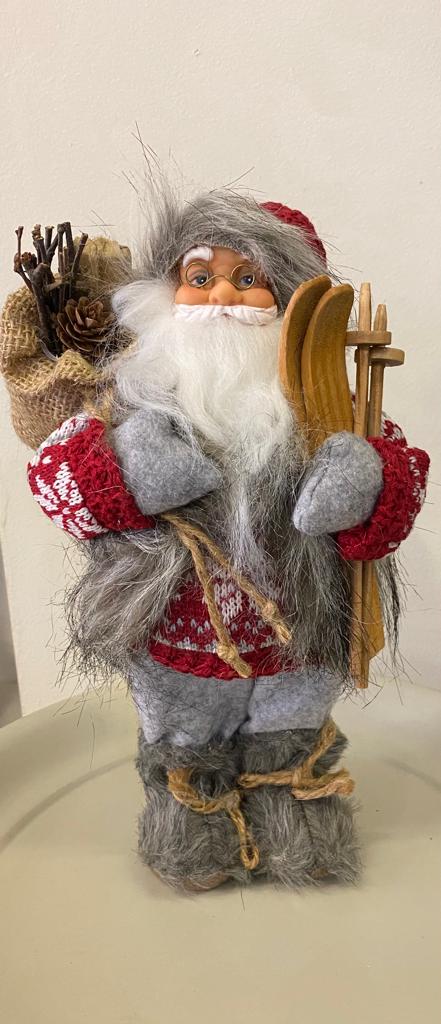 30CM RED GREY SANTA