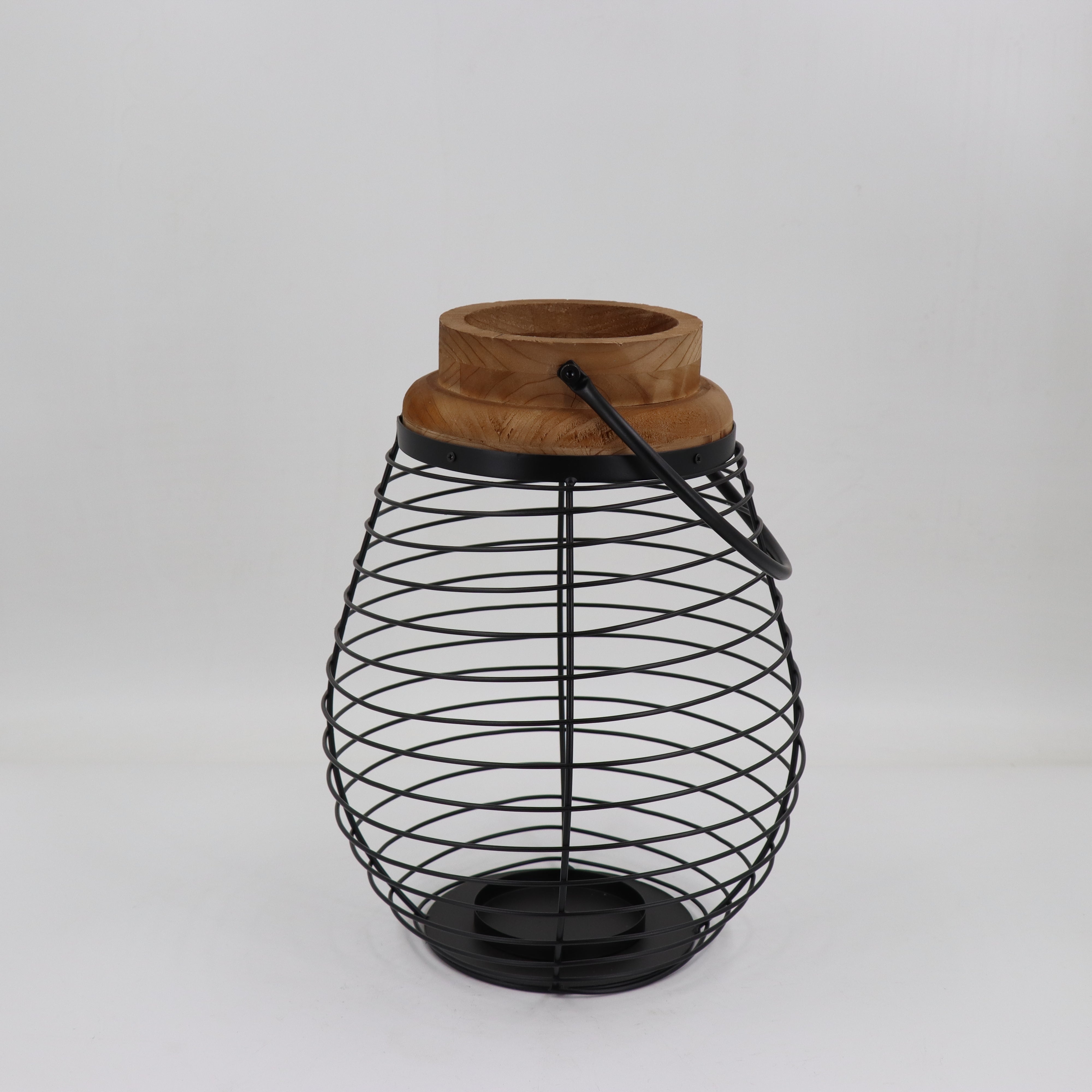 MEDIUM WOOD & METAL LANTERN