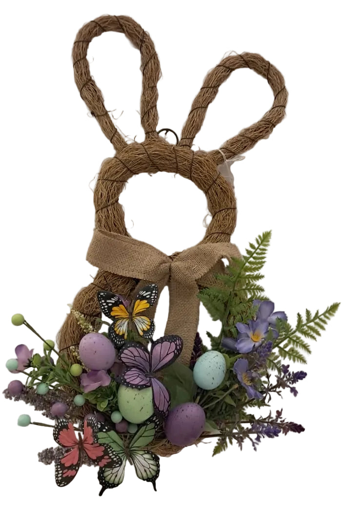 20' FLORAL EGG WREATH W BUNNY