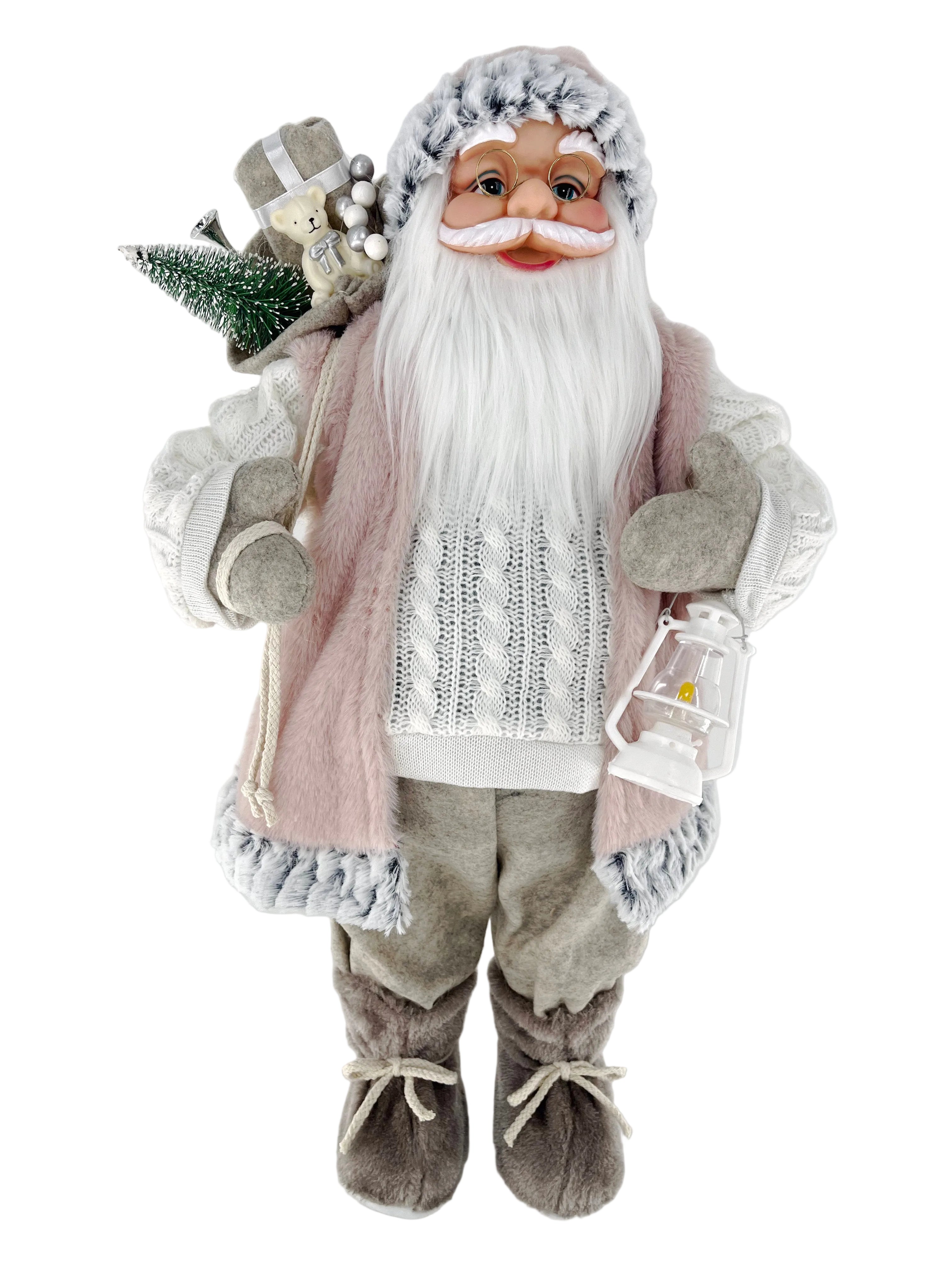 45CM PINK SANTA W BEIGE PANTS