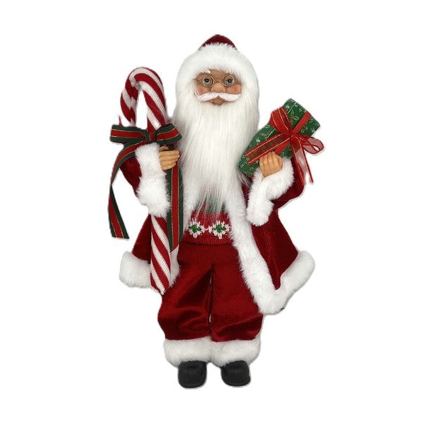 45CM SANTA W CANDY CANE