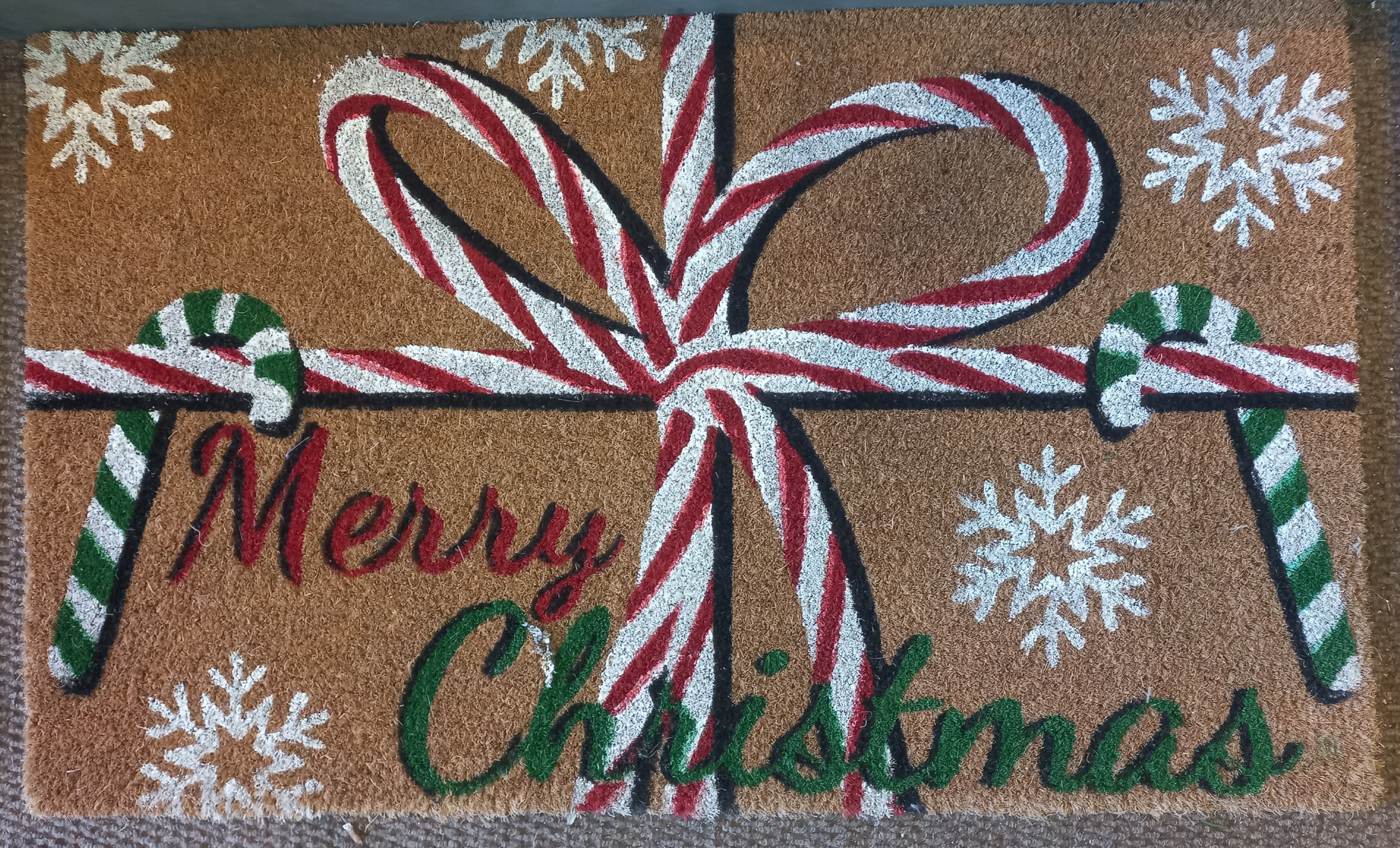 XMAS MAT RIBBON W CANDY CANE