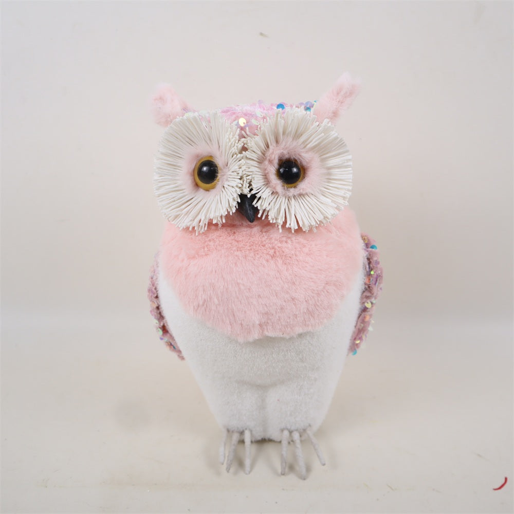 LG PINK OWL WITH SEQUINS