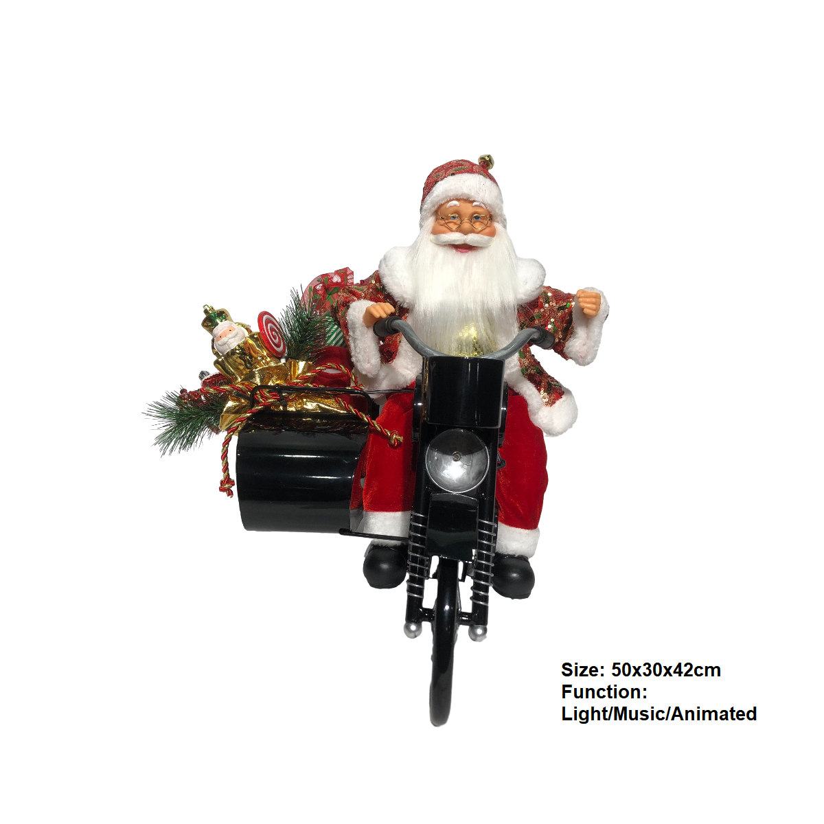 42CM SANTA ON MOTORBIKE MUSIC/LIGHTS