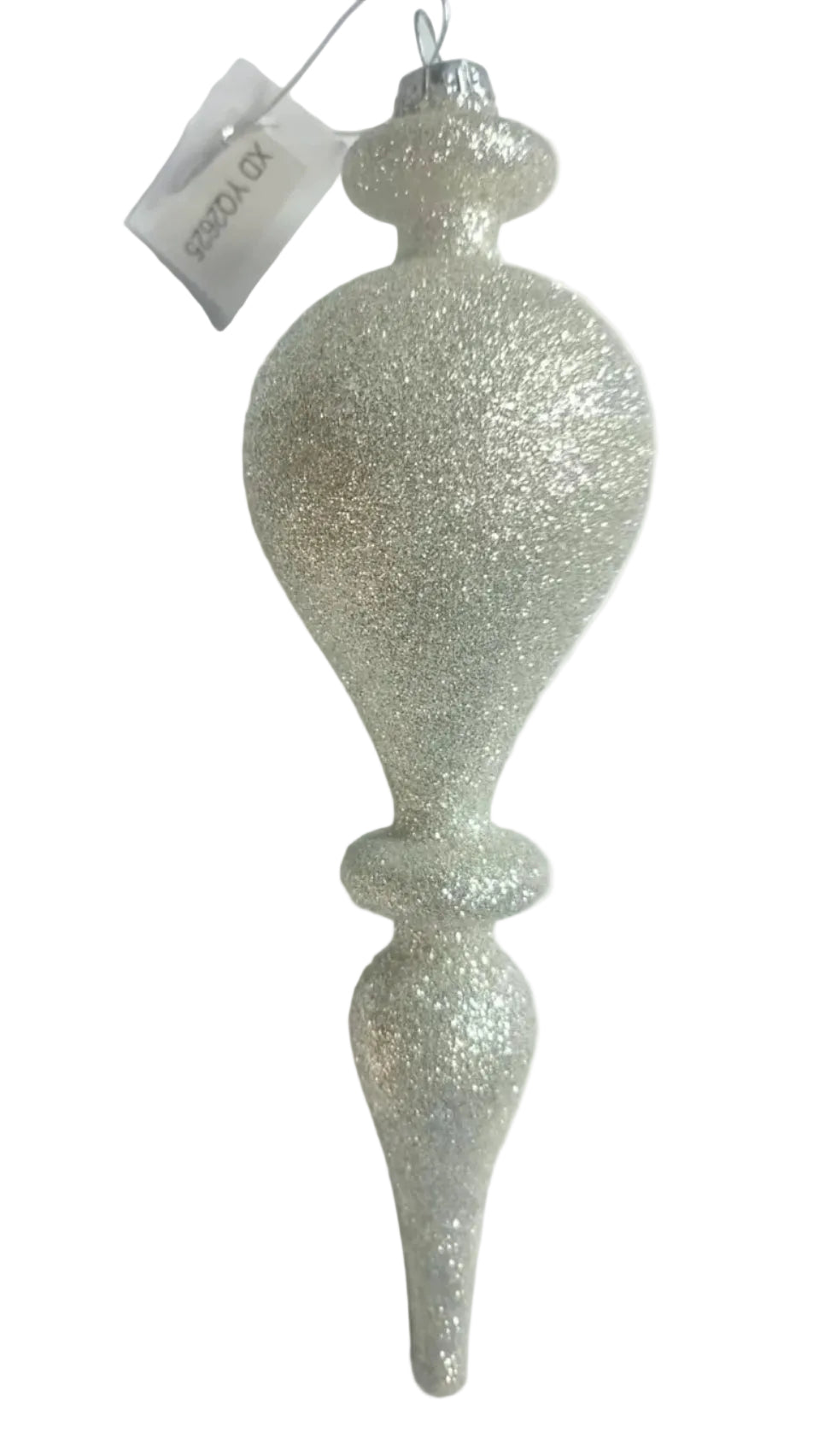 S/2 SILVER GLITTER DROPS 10CM