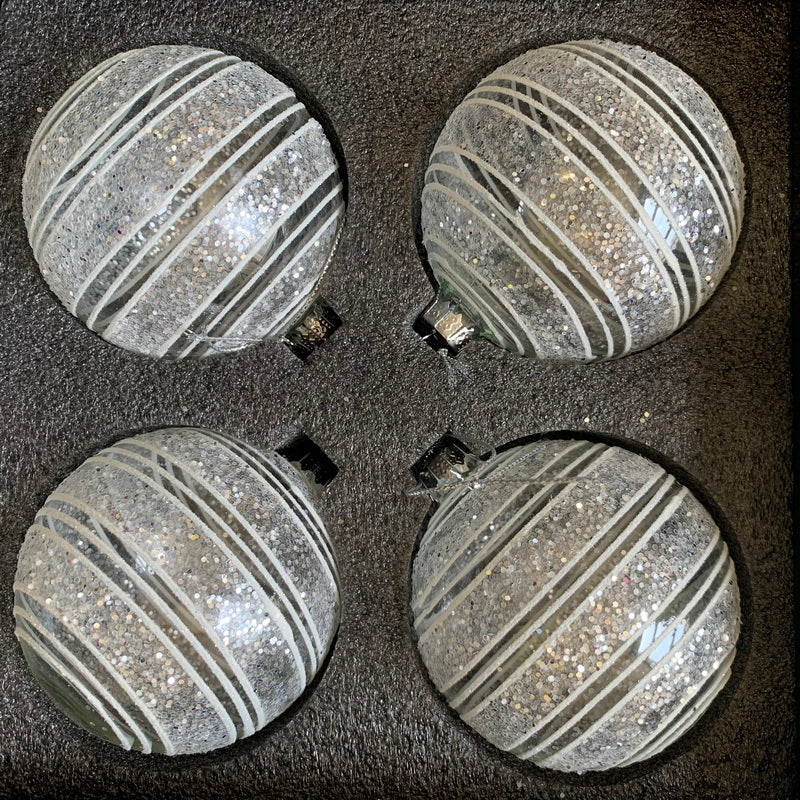 S/4 SILVER GLITTER BALLS