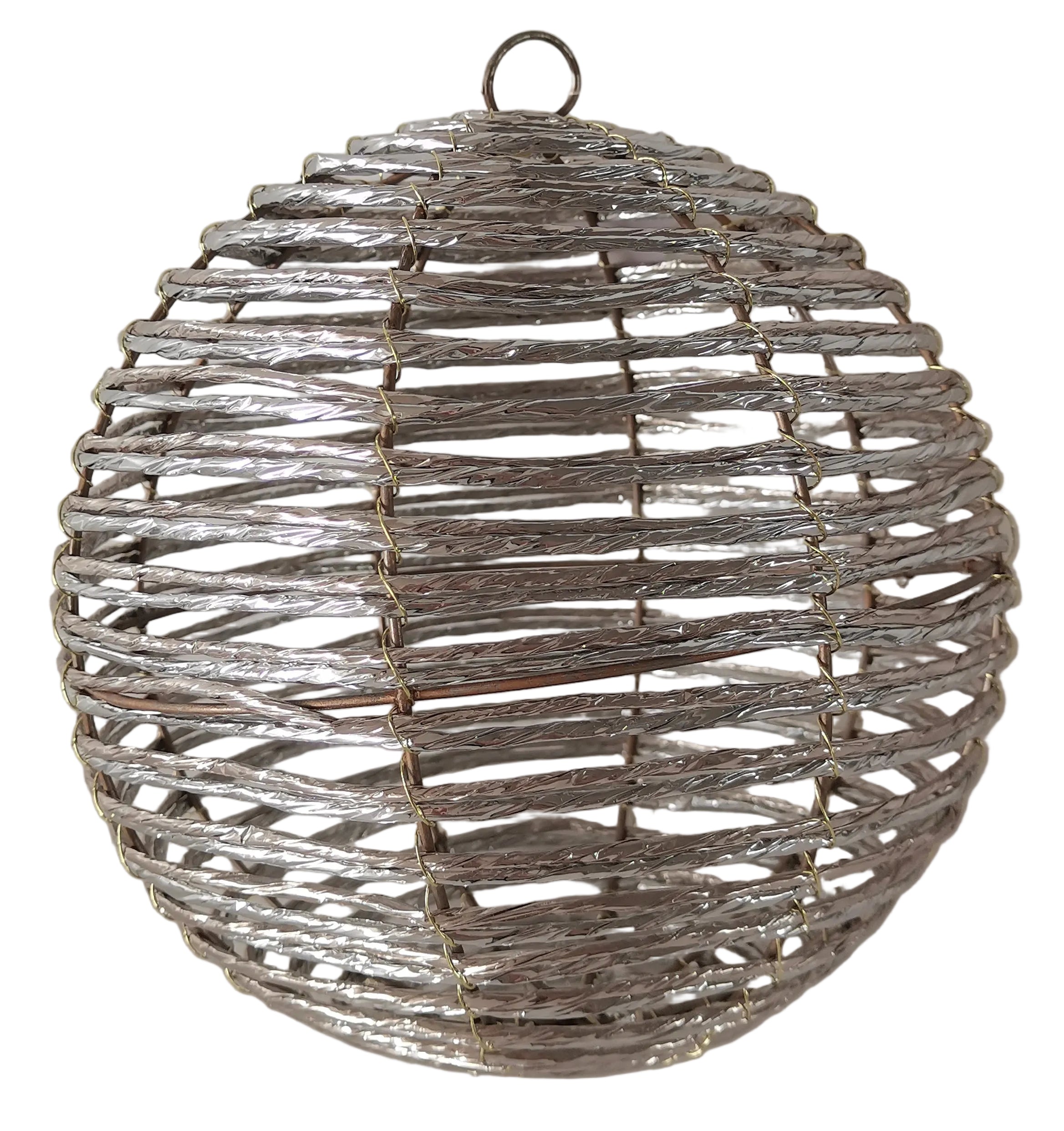 A gold roped ball-shaped decoration to hang in displays