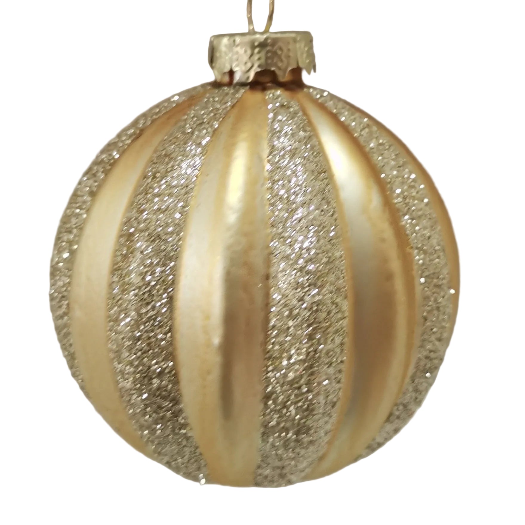 SET OF 4 CHAMPAGNE STRIPE BALL 8CM