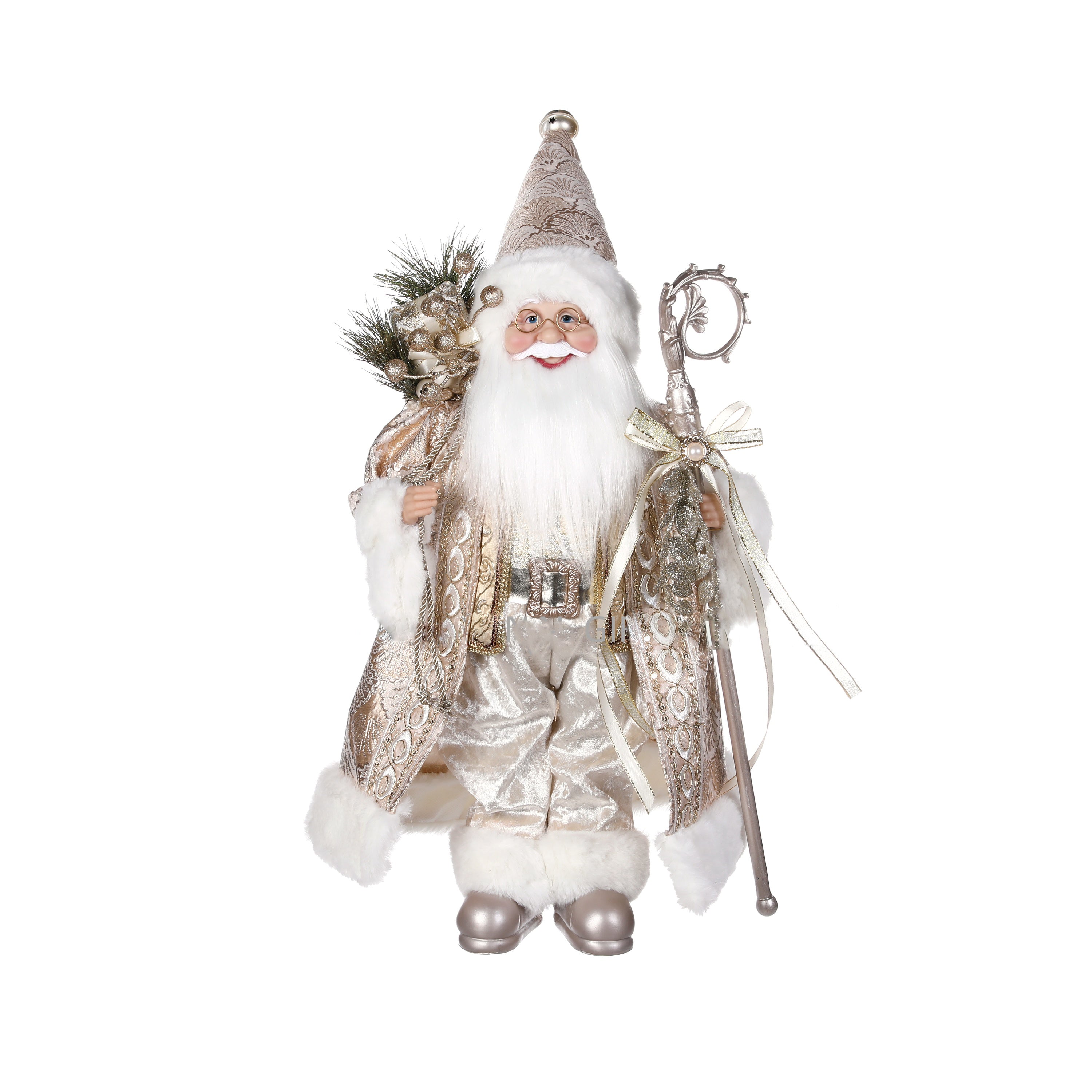 60CM PINK GOLD BROCADE SANTA