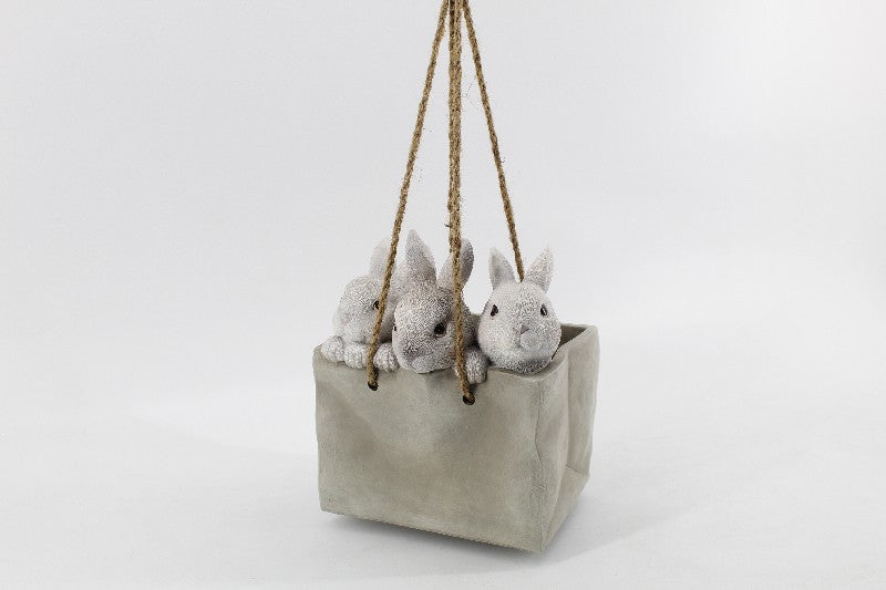 3 RABBITS IN FLOWER POT