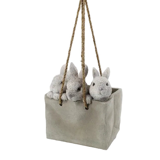 3 RABBITS IN FLOWER POT