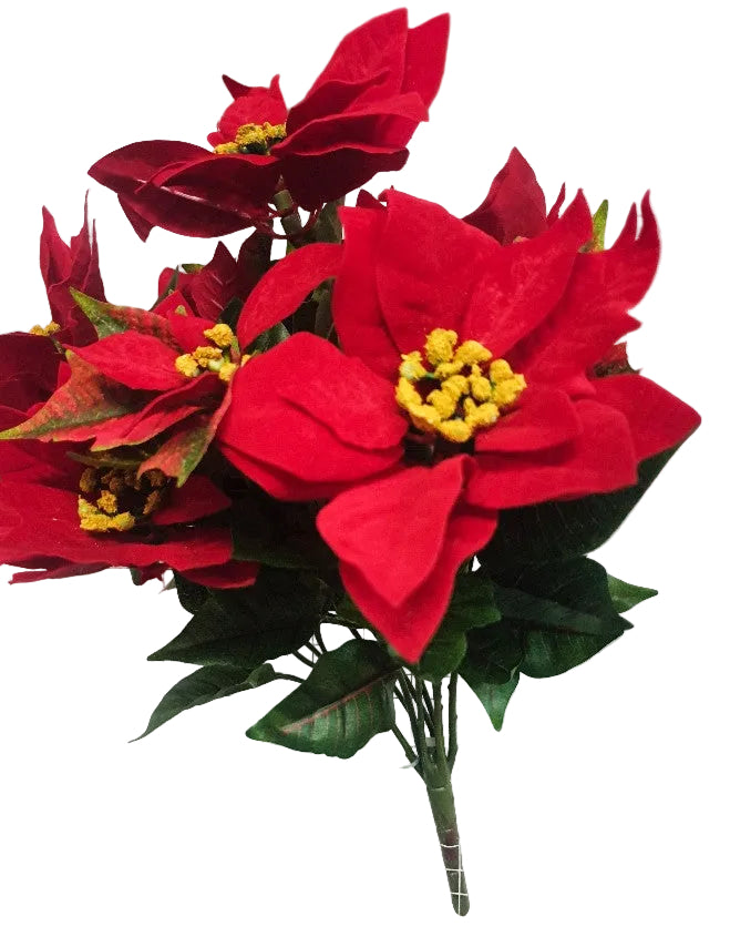43CM VELVET POINSETTA BUSH 9FL