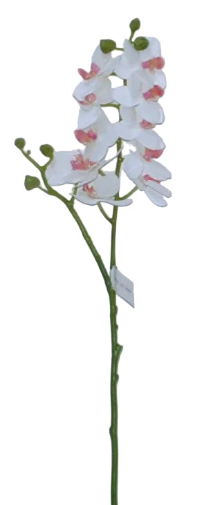 Artificial white orchid flower with pink centre