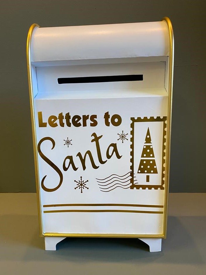 LARGE WHITE/GOLD METAL MAILBOX